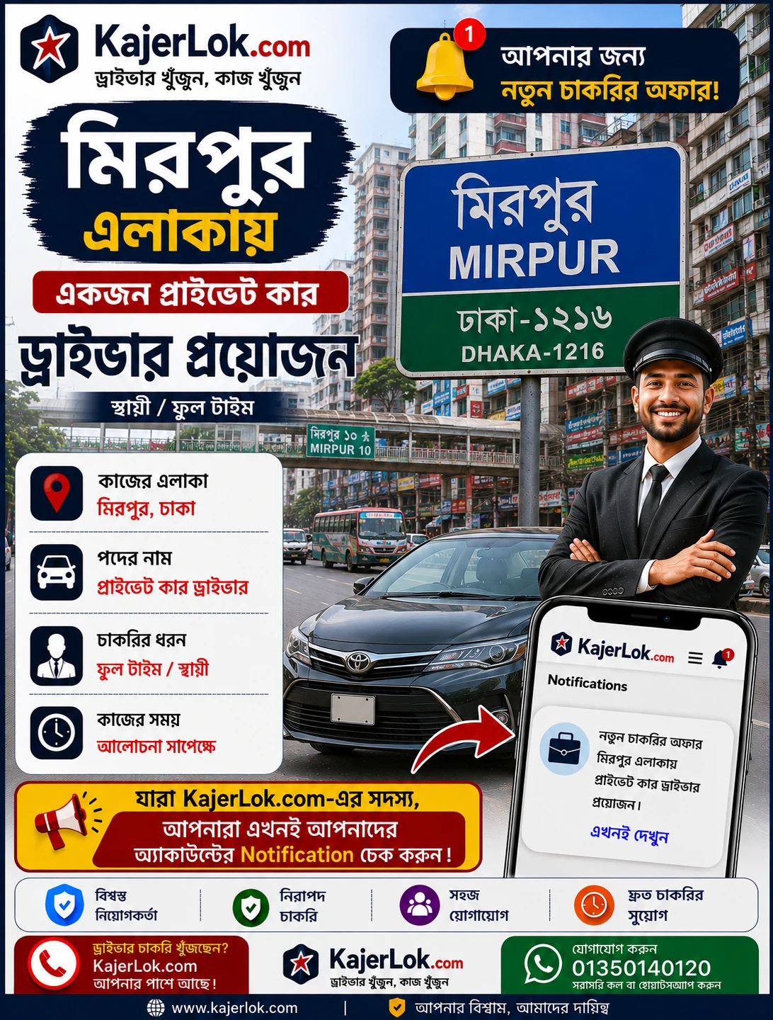 🚗 সেপ্টেম্বর মাস থেকে প্রাইভেট কার ড্রাইভার নিয়োগ মিরপুর